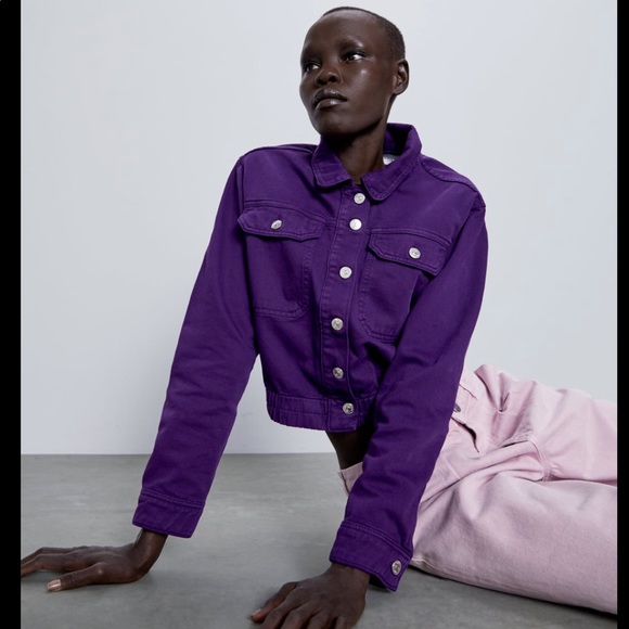 cropped purple jacket